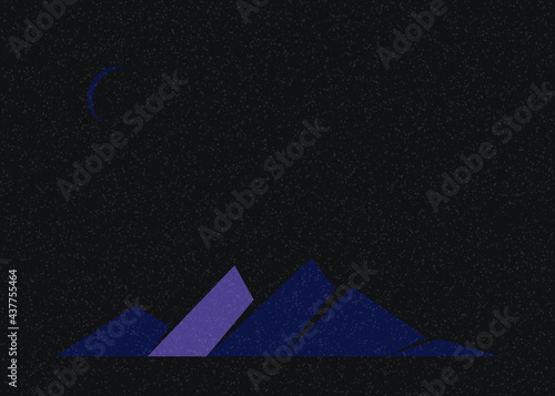 Geometric Mountains silhouette landscape art poster illustration