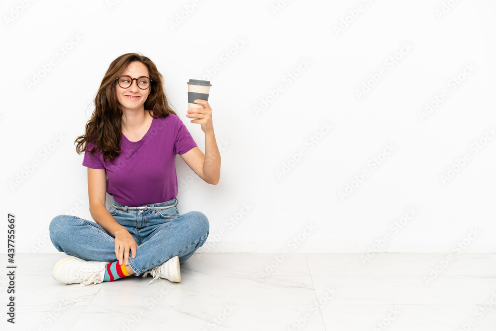 Young caucasian woman isolated on white background with happy expression Young caucasian woman isolated on white background with happy expression