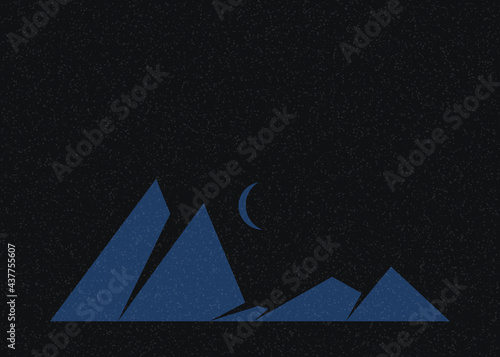 Geometric Mountains silhouette landscape art poster illustration
