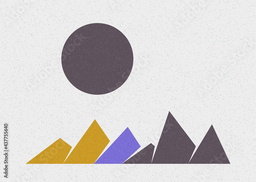 Geometric Mountains silhouette landscape art poster illustration