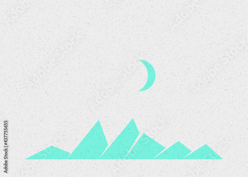 Geometric Mountains silhouette landscape art poster illustration