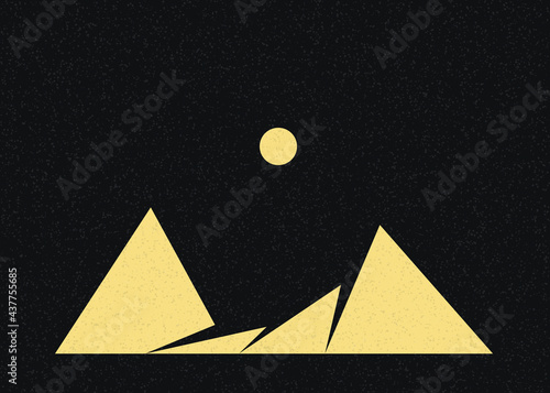Geometric Mountains silhouette landscape art poster illustration