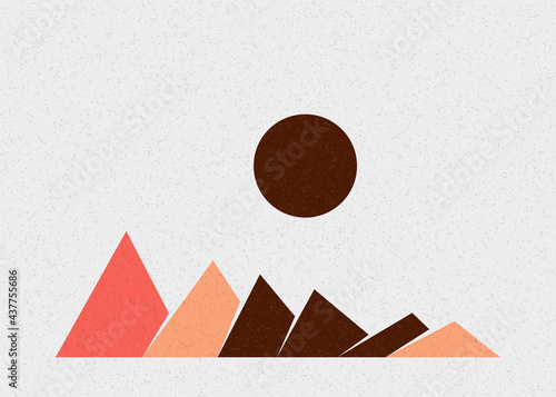 Geometric Mountains silhouette landscape art poster illustration