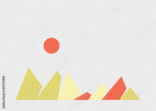 Geometric Mountains silhouette landscape art poster illustration