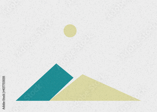 Geometric Mountains silhouette landscape art poster illustration