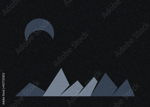 Geometric Mountains silhouette landscape art poster illustration