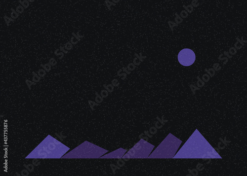 Geometric Mountains silhouette landscape art poster illustration