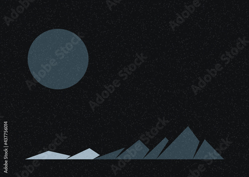 Geometric Mountains silhouette landscape art poster illustration