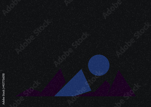 Geometric Mountains silhouette landscape art poster illustration