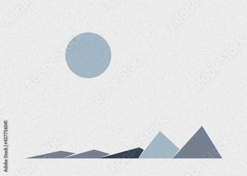 Geometric Mountains silhouette landscape art poster illustration
