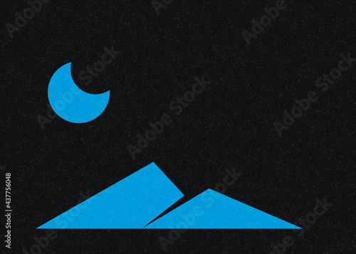 Geometric Mountains silhouette landscape art poster illustration