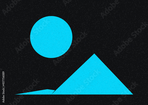Geometric Mountains silhouette landscape art poster illustration