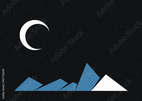 Geometric Mountains silhouette landscape art poster illustration