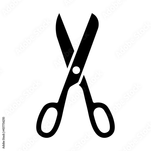 Scissors icon. Black silhouette. Cut glyph. Vector illustration flat design. Isolated on white background.
