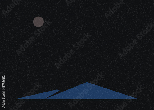 Geometric Mountains silhouette landscape art poster illustration