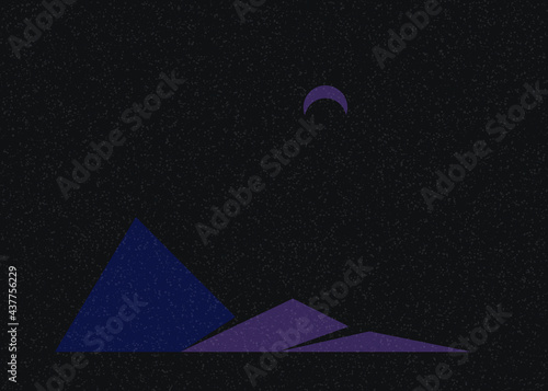 Geometric Mountains silhouette landscape art poster illustration