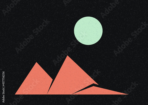 Geometric Mountains silhouette landscape art poster illustration
