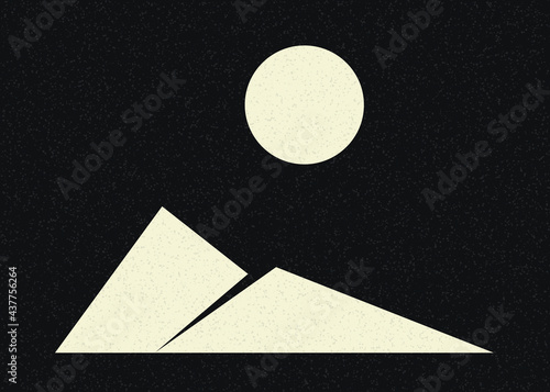 Geometric Mountains silhouette landscape art poster illustration