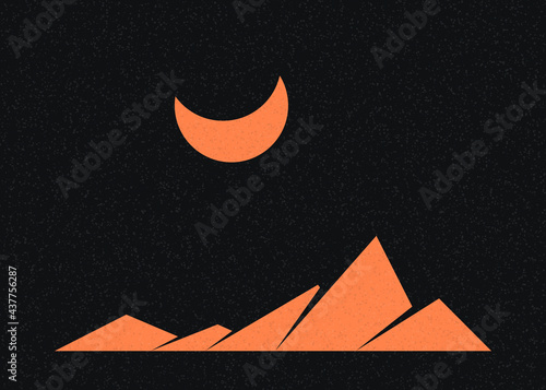 Geometric Mountains silhouette landscape art poster illustration
