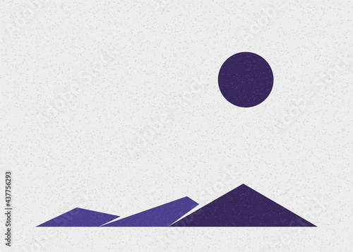 Geometric Mountains silhouette landscape art poster illustration