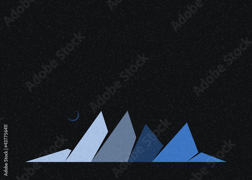 Geometric Mountains silhouette landscape art poster illustration