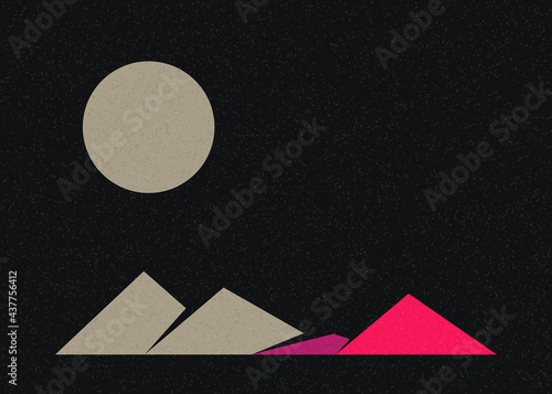 Geometric Mountains silhouette landscape art poster illustration