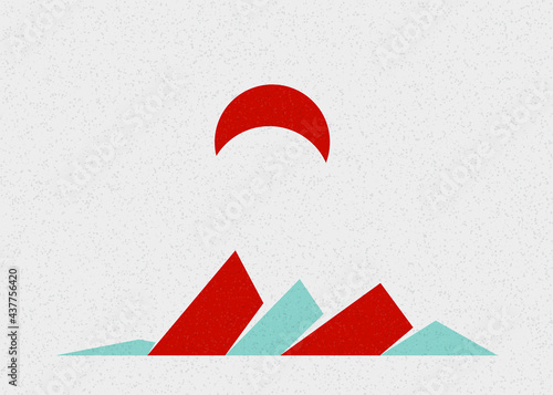 Geometric Mountains silhouette landscape art poster illustration