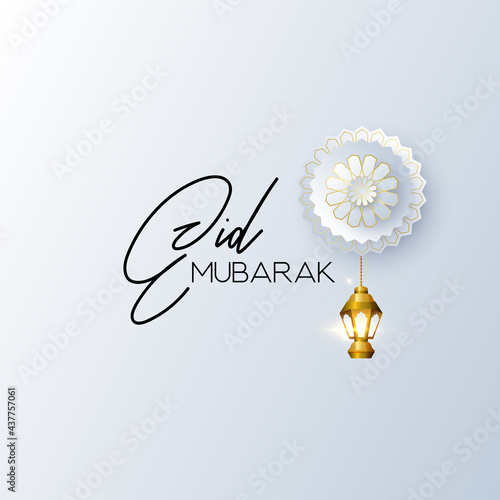 eid al adha banner design of Eid Mubarak for the celebration of Muslim community festival Eid Al Adha. Greeting card with paper art, stars and crescent on background. Vector illustration.