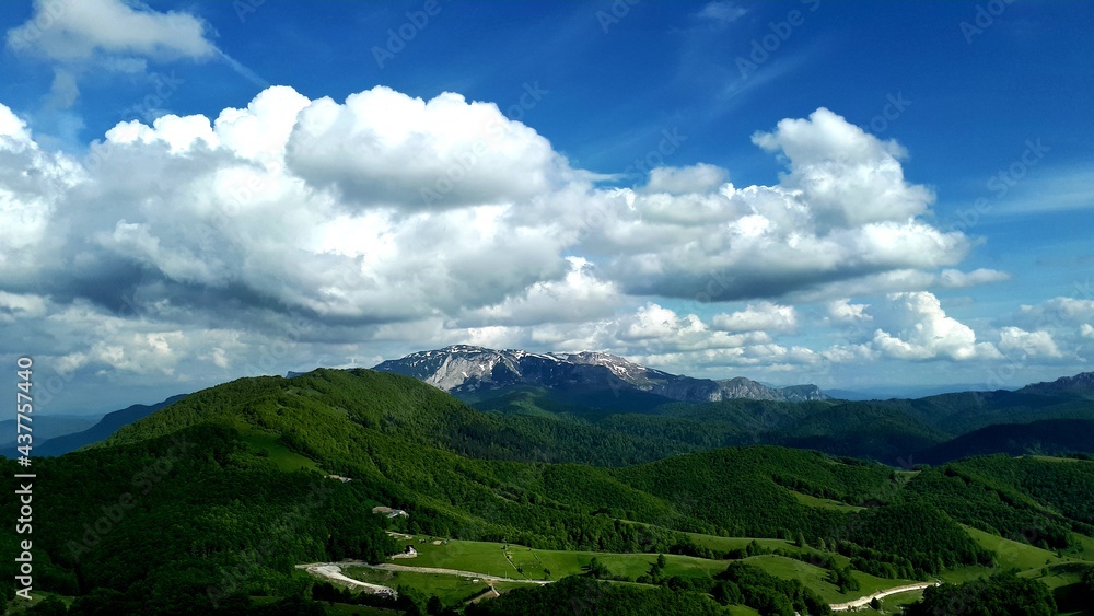 Mountain Treskavica covered with snow, seen from mountain Bjelasnica, Bosnia and Herzegovina