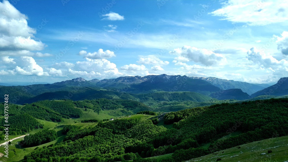 Naklejka premium Beatiful panorama of mountain Visocica seen from mountain Bjelasnica, Bosnia and Herzegovina