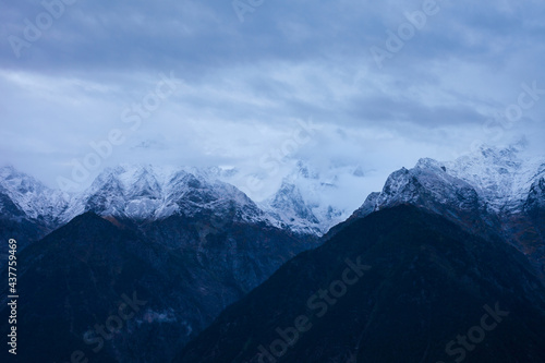 Kinnaur Kailash mountain aerial panoramic view