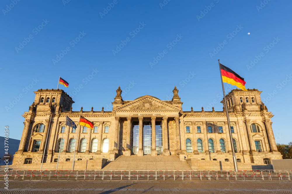 Fototapeta premium Berlin Reichstag Bundestag Parliament Government building copyspace copy space in Germany