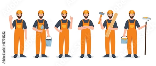 Set of Builder or Construction Worker in uniform