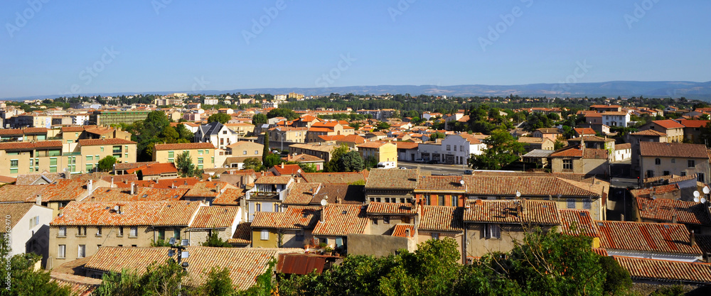 Panoramique Carcassonne (11000) sur les toits, département de l'Aude en région Occitanie, France