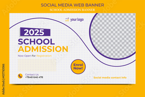 Back to school web banner, School Admission Open Social Media Banner Template Design