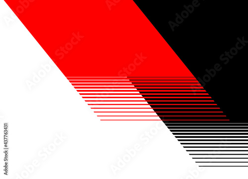 Striped background with black and red shapes blending smoothly into one another. Trendy vector background