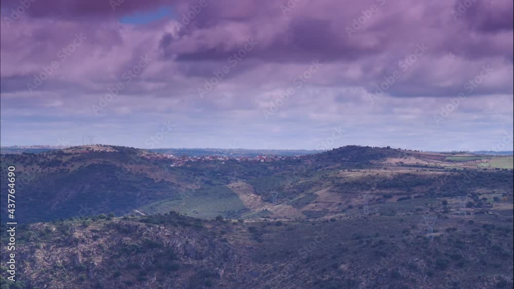 Time lapse. Clouds moving over mountains. Border between Portugal and Spain. National Park. View from Penedo Durao lookout. Time lapse. Clouds moving over mountains. Border between Portugal and Spain. National Park. View from Penedo Durao lookout.