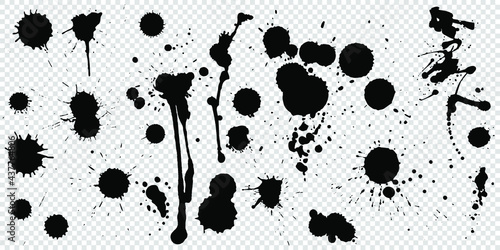 Blots and Drops. Paint and Ink Stains and Splashes. Vector Illustration