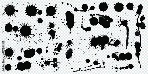 Set of Ink Blots  Drops  and Stains. Black Paint Splashes. Vector Illustration