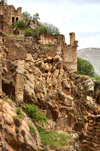 Ancient ghost town of Gamsutl, Dagestan, Russia. Abandoned etnic aul