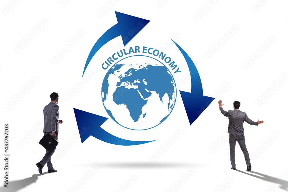 Concept of circular economy with businessman Concept of circular economy with businessman