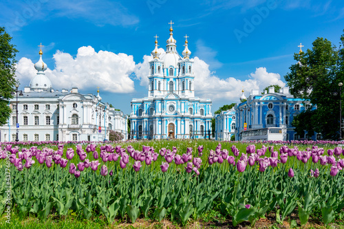 Smolny cathedral and monastery in Saint Petersburg, Russia photo