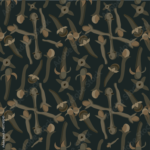 Cloves seamless pattern species on black stock vector illustration for web, for print, for fabric print, for product design, for packing design