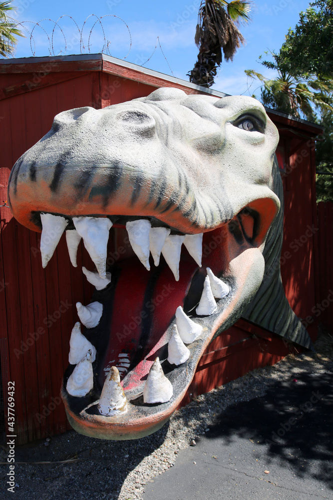 June 6 2021 Cabazon California Usa A T Rex Statue With Open Mouth