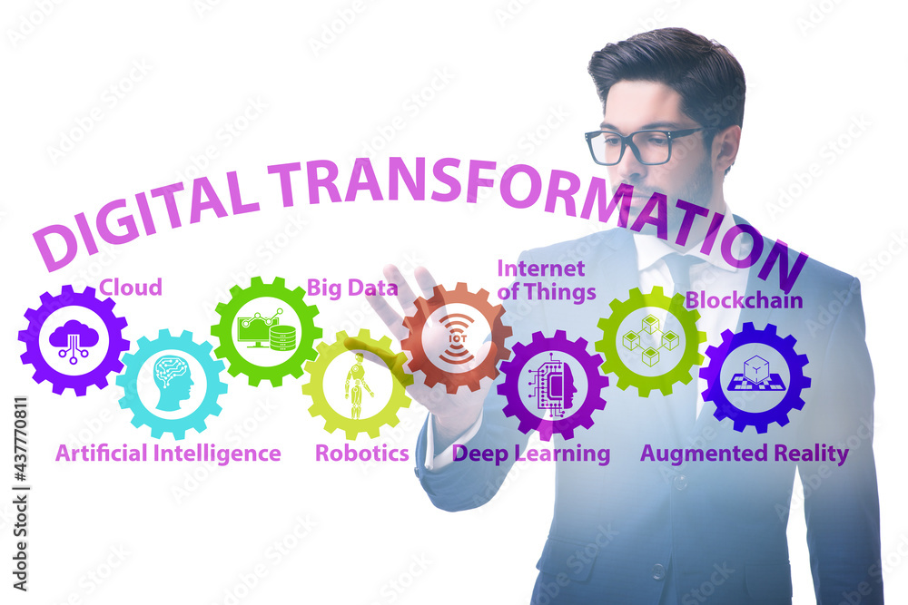 Businessman in digital transformation concept Businessman in digital transformation concept