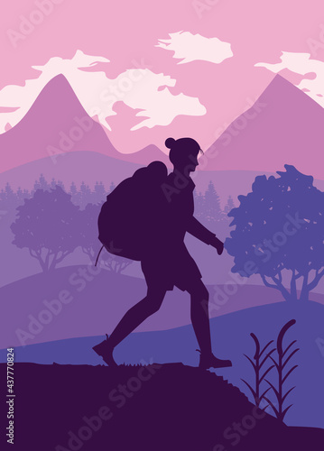adventurer with backpack scene