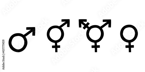 Set of hand drawn gender signs. Male, female, both/ Gender neutral sign. Vector illustration