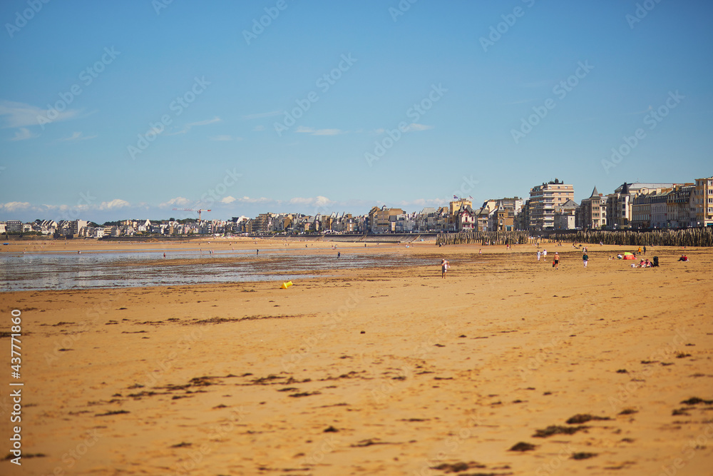 Scenic view of Plage du Sillon beach in Saint-Malo, Brittany, France