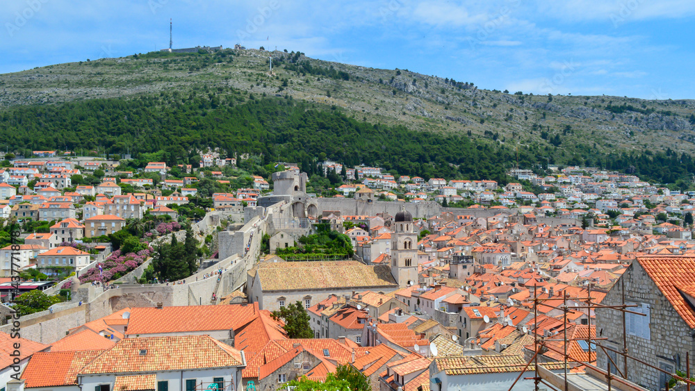 Red rooftops of town Dubrovnik on June 18, 2019