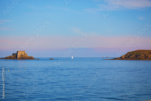 Scenic view of sea at early morning in Saint-Malo, Brittany, France